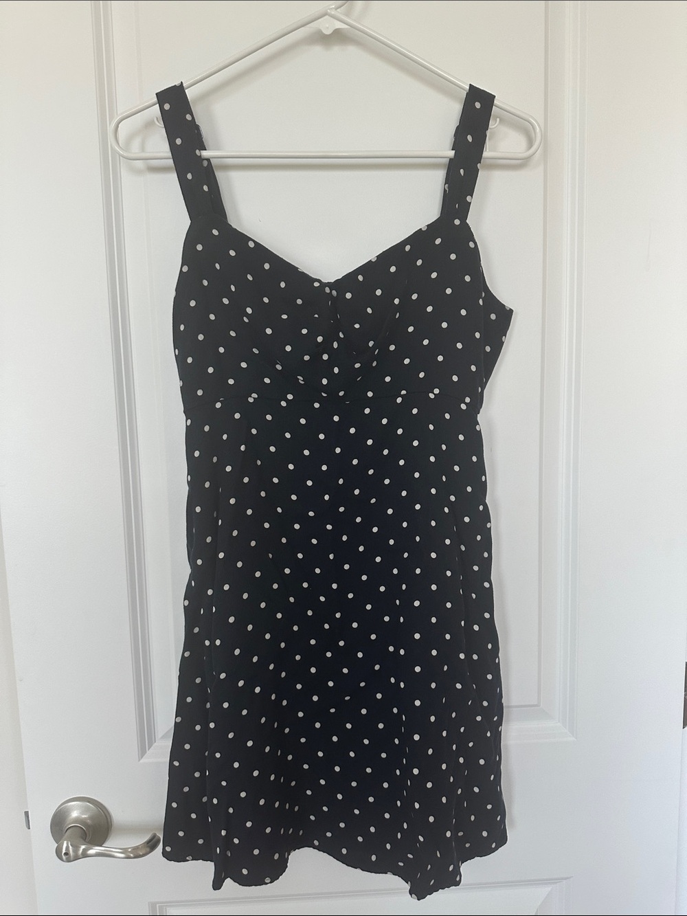 Navy Blue Polka Dot Sundress with Sweetheart Neckline